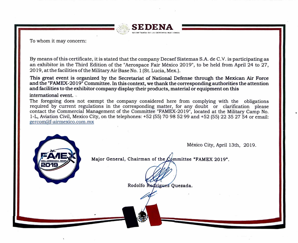 Reconocimiento DECSEF 6