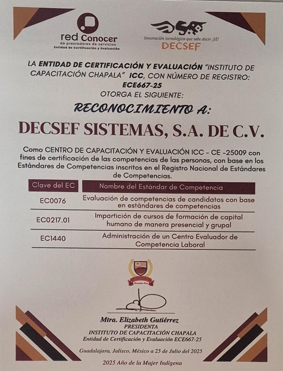 Reconocimiento DECSEF 8